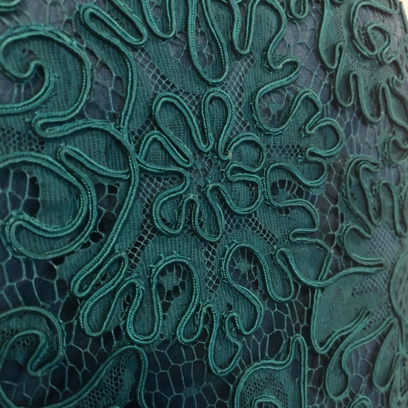 Vintage Custom-Made Emerald Lace/Organza Dress - Picture 7 of 8